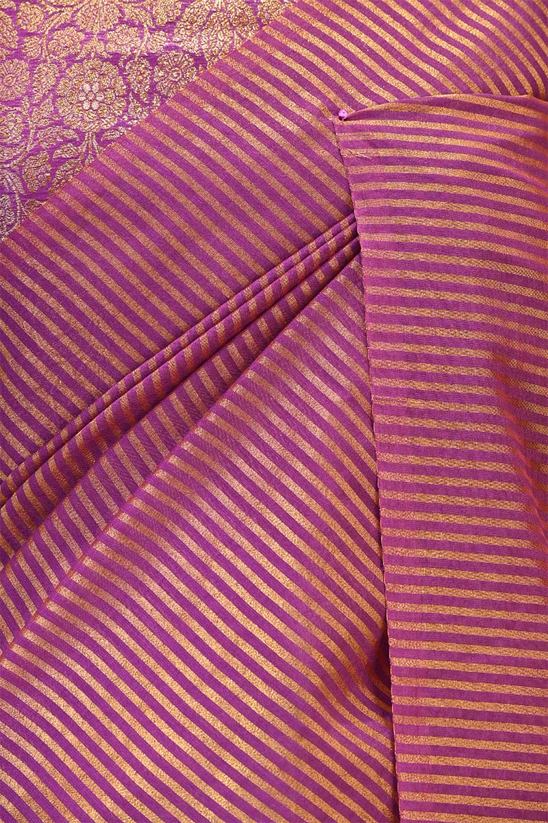 Purple Soft Silk with Zari Stripes