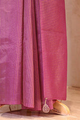 Purple Soft Silk with Zari Stripes