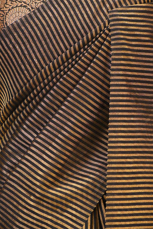 Black Soft Silk with Zari Stripes