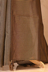 Black Soft Silk Saree with Zari Stripes