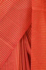 Rust Orange Soft Silk with Zari Stripes