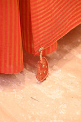 Rust Orange Soft Silk with Zari Stripes