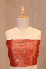 Rust Orange Soft Silk with Zari Stripes