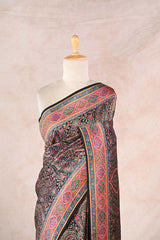 Deep Charcoal Semi Viscose Silk Saree with Pashmina Style Paisley Jaal