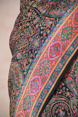 Deep Charcoal Semi Viscose Silk Saree with Pashmina Style Paisley Jaal