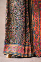 Deep Charcoal Semi Viscose Silk Saree with Pashmina Style Paisley Jaal