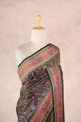 Deep Charcoal Semi Viscose Silk Saree with Pashmina Style Paisley Jaal