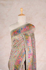 Sage Green Semi Viscose Silk Saree with Pashmina Style Gaja & Ushtra Border