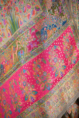 Sage Green Semi Viscose Silk Saree with Pashmina Style Gaja & Ushtra Border