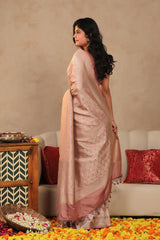 Mauve Soft Silk Saree with Silver Zari Floral Jaal