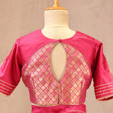 Pink Aari and Sequin Embellished Semi Silk Saree with Lace Border