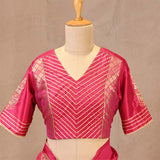 Pink Aari and Sequin Embellished Semi Silk Saree with Lace Border