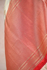 White Semi Silk Banarsi Saree With Gold Zari Woven