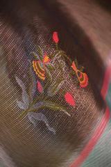 Smoky Grey Semi Tissue Paithani Saree with Meenakari Floral Butta