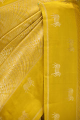 Light Green Viscose Saree with Golden Wave Texture And Pichwai Border