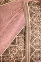 Pastel pink Semi-Tusser Saree with Royal Heritage Pallu