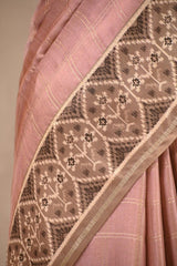Pastel pink Semi-Tusser Saree with Royal Heritage Pallu