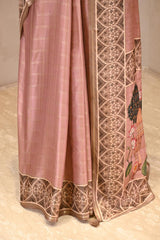 Pastel pink Semi-Tusser Saree with Royal Heritage Pallu