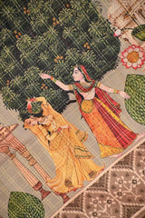 Grey Semi-Tusser Saree with Royal Heritage Pallu