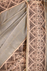 Grey Semi-Tusser Saree with Royal Heritage Pallu