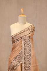 Golden-Beige Semi-Tusser Saree with Royal Heritage Pallu
