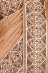 Golden-Beige Semi-Tusser Saree with Royal Heritage Pallu