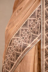 Golden-Beige Semi-Tusser Saree with Royal Heritage Pallu