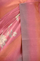 Vintage Rose Semi Silk Saree with Ethereal Floral vines
