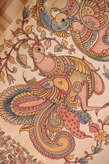 Beige Semi Silk Saree With Kalamkari Print