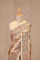 Beige Semi Silk Saree With Kalamkari Print