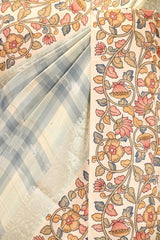 Sky Blue Semi Silk Saree With Kalamkari Print