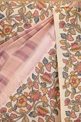Old Rose Pink Semi Silk Saree With Kalamkari Print
