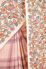 Old Rose Pink Semi Silk Saree With Kalamkari Print