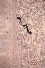 Nude Pink Semi Tussar Saree with Madhubani Printed Border and Pallu