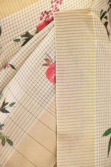 Off-White Semi-Tussar Saree with Digital Floral Prints