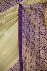 Sage Green Viscose Silk Saree with Sona-Rupa Floral Buti and Zari Checks