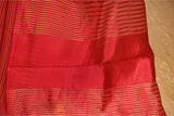 Cherry Red Viscose Silk Saree with Zari Vertical Stripes