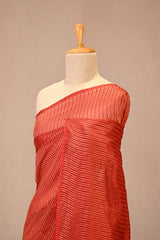 Vermillion Red Viscose Silk Saree with Zari Vertical Stripes