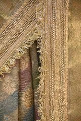 Sage Green Semi Crushed Tissue Silk Saree with Rangkat Pattern