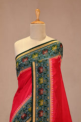 Red Soft Silk Saree with Resham Woven Patola Border