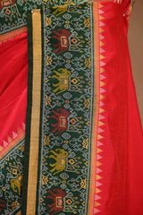 Red Soft Silk Saree with Resham Woven Patola Border