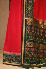Red Soft Silk Saree with Resham Woven Patola Border