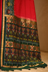 Red Soft Silk Saree with Resham Woven Patola Border