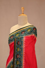 Red Soft Silk Saree with Resham Woven Patola Border