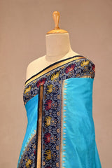 Aqua Blue Soft Silk Saree with Patola Inspired Resham Weave