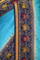 Aqua Blue Soft Silk Saree with Patola Inspired Resham Weave
