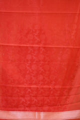 Red Soft Silk Saree with Silver Zari Floral Jaal