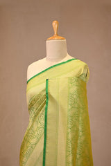 Light Green Soft Silk Saree with Zari Woven Brocade