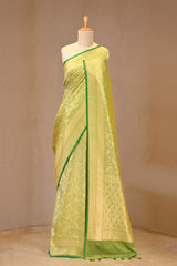 Light Green Soft Silk Saree with Zari Woven Brocade