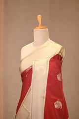 Red Soft Silk Saree with Gold Zari Floral Buta